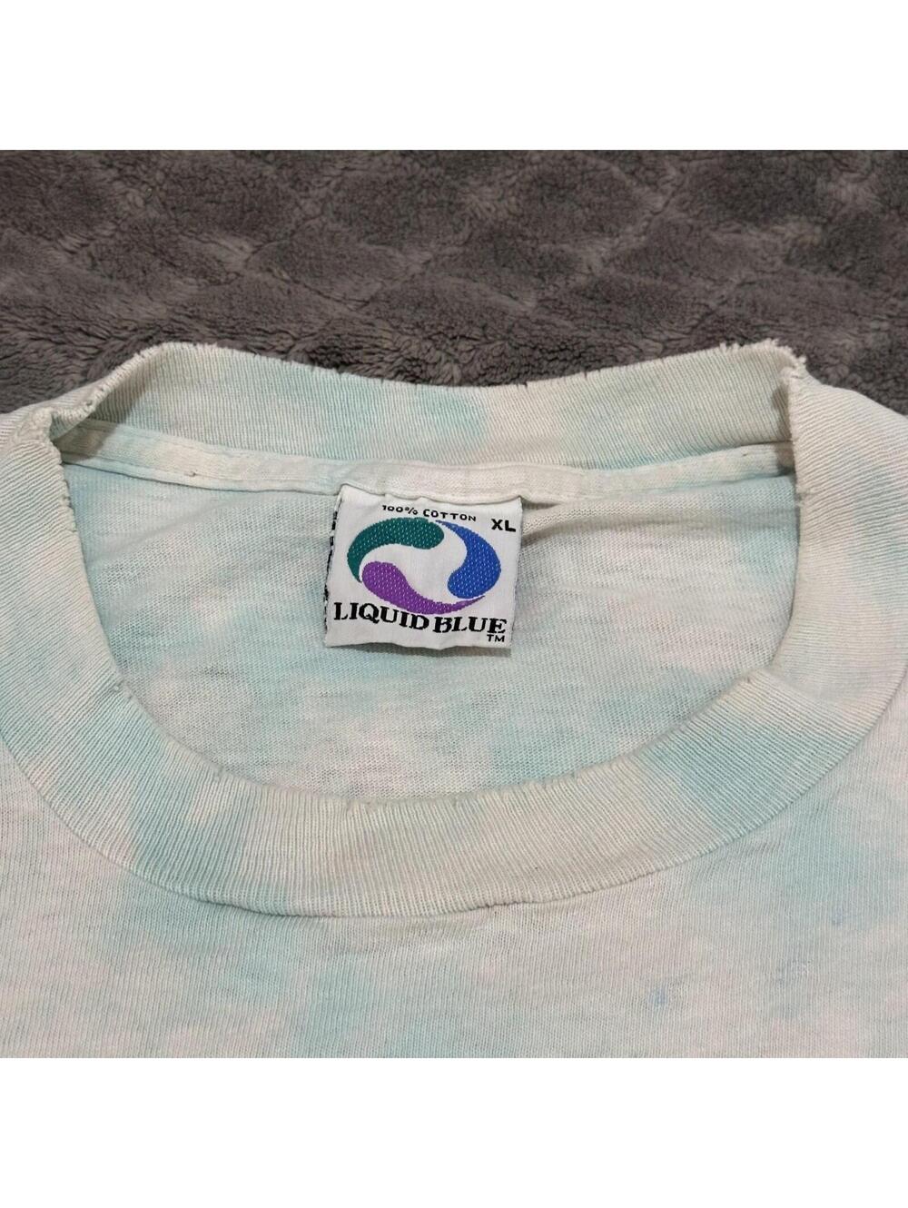 Vintage Liquid Blue Shirt Men XL Tie Dye Coral Reef Fish AOP Distressed 1992 - Picture 3 of 6